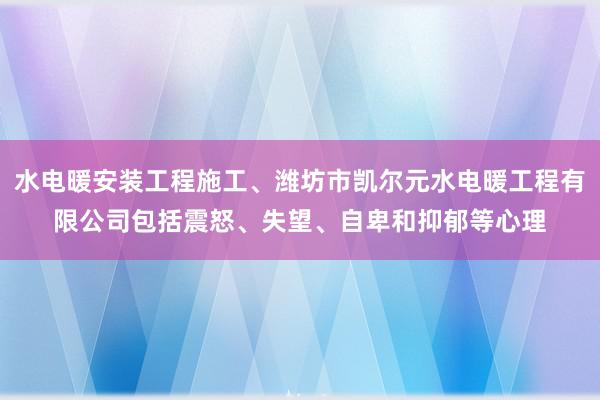水电暖安装工程施工、潍坊市凯尔元水电暖工程有限公司包括震怒、失望、自卑和抑郁等心理